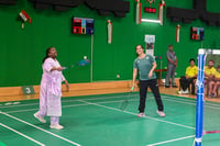 | Photo: PTI  : Prez Droupadi Murmu plays badminton with Saina Nehwal 
